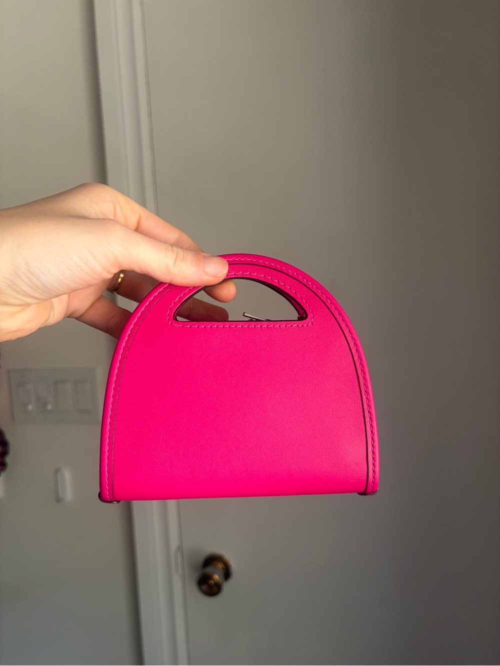 Hot Pink Top-Handle Coach Card Case - Picture 2 of 7